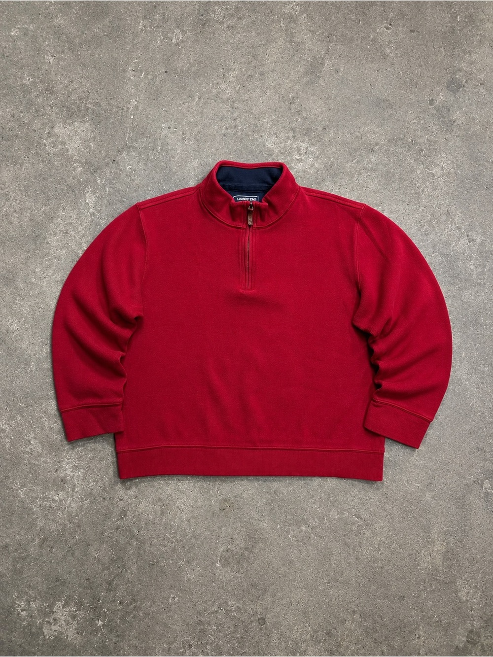 Lands End Heavyweight Quarter Zip Sweater Red Mens Large